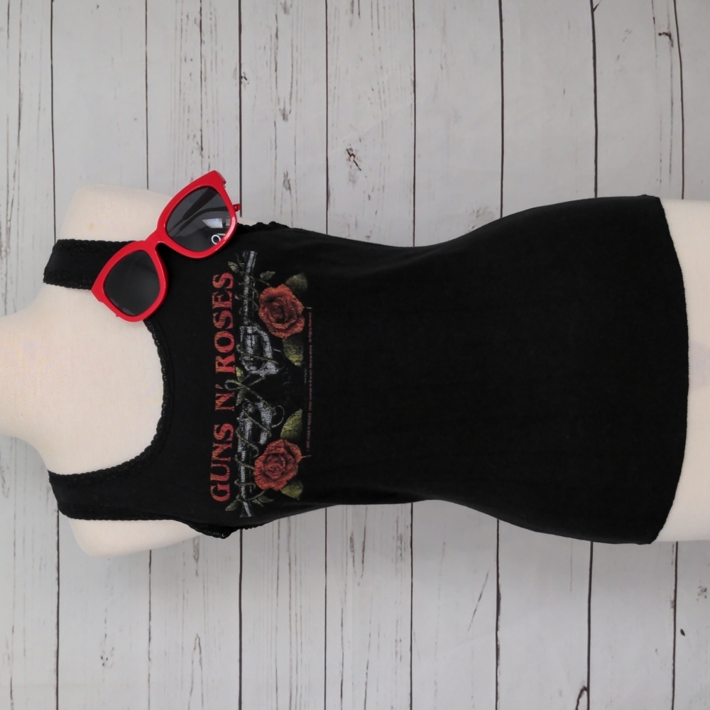 Guns N' Roses Vintage Y2K Moto Black Fitted Rose Tank Top‎ Womens XL